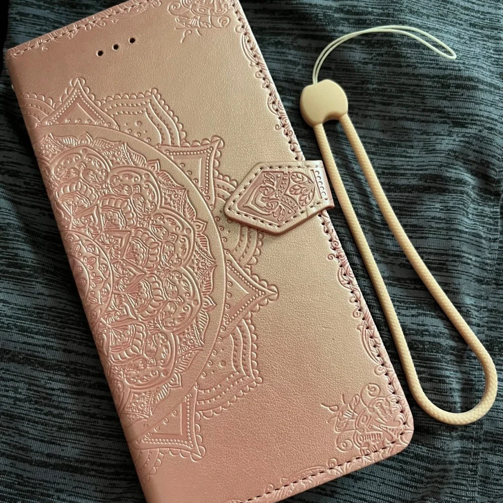 NEW Asuwish Rose Gold Wallet Phone Case TCL REVVL 5G Mandala Henna Paisley
